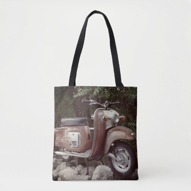 Lovely Old Scooter Custom All-Over-Print Tote Bag (Front)