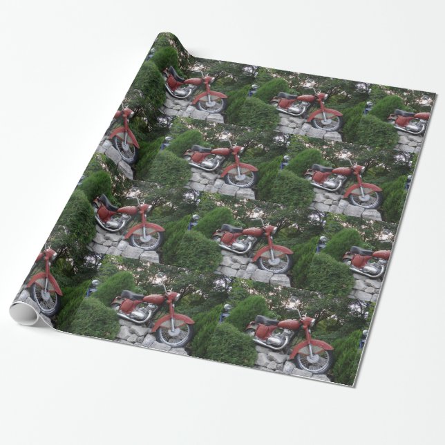 Lovely Old Scooter Glossy Wrapping Paper (Unrolled)