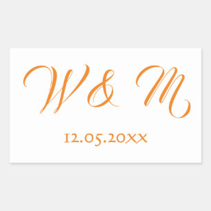 Lovely Orange and White Rectangular Sticker