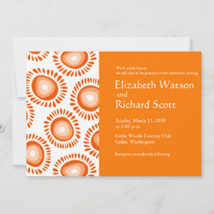 Lovely orange funky flowers wedding invitation
