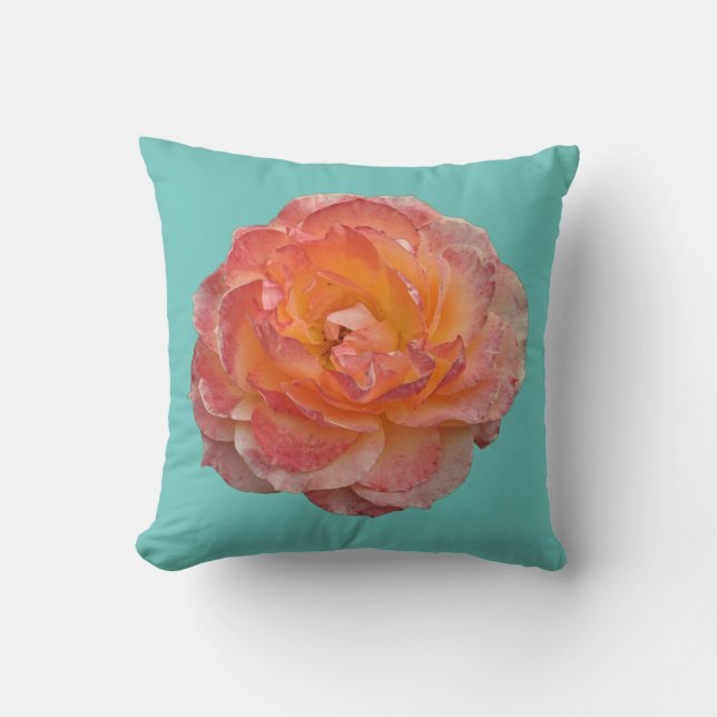 Lovely orange peony cushion (Front)