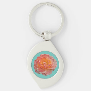 Lovely orange peony key ring