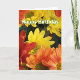 Lovely orange, yellow daisy flowers happy birthday card