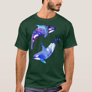 Lovely Orca Couple Yin Yang Swim Art Design T-Shirt