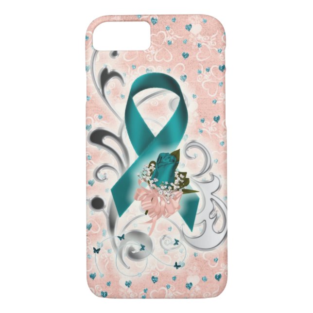 Lovely ovarian cancer awareness cell phone case (Back)