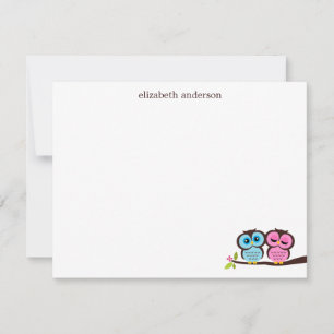 Lovely Owl Couple Custom Thank You Notes