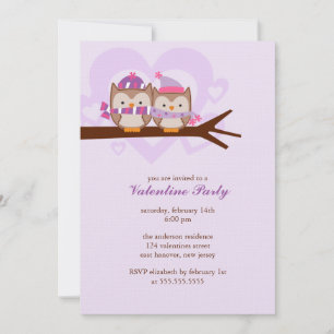 Lovely Owl Couple Valentines Day Celebration Invitation