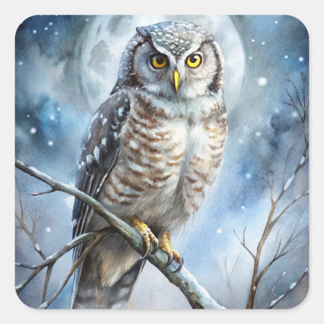 Lovely Owl Square Sticker (Front)