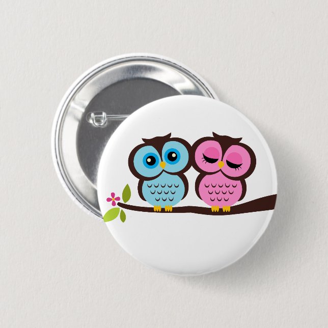 Lovely Owls 6 Cm Round Badge (Front & Back)