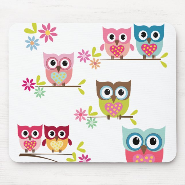 Lovely Owls Mousepad (Front)