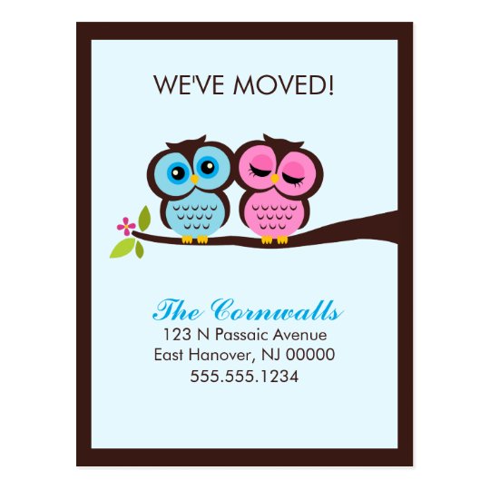 Lovely Owls Moving Announcements Postcard
