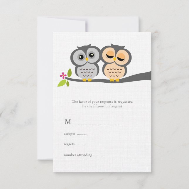 Lovely Owls Wedding Response Cards (Front)