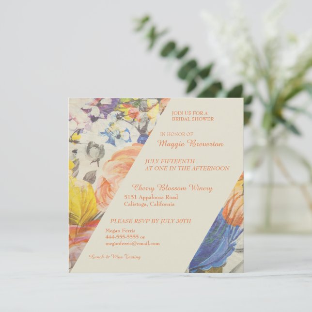 Lovely Painted Floral Bridal Shower Invitation (Standing Front)