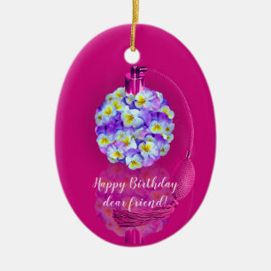 Lovely Pansy Atomizer Birthday Party Ceramic Ornament