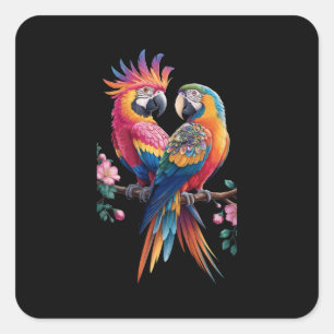 Lovely Parrots Square Sticker