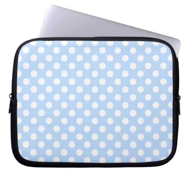 Lovely Pastel Blue And White Polka Dots Pattern Laptop Sleeve (Front)