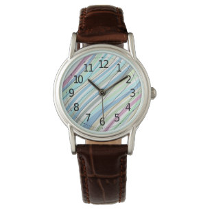 Lovely Pastel Lines Watercolor Acrylic Artwork Watch