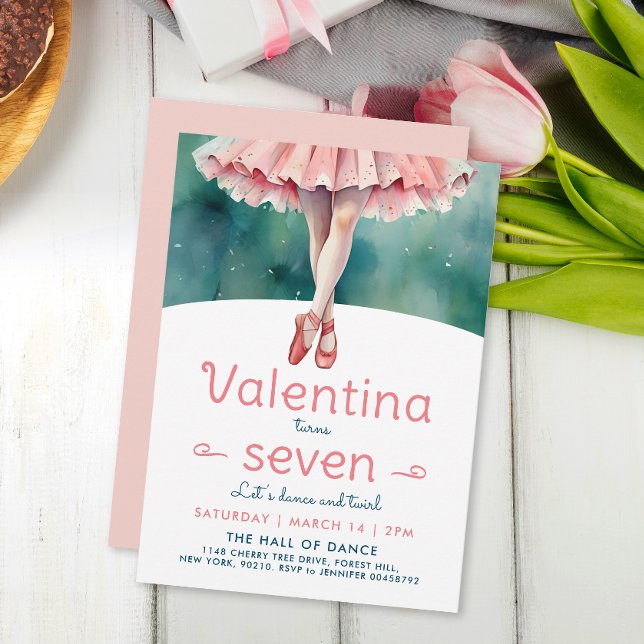 Lovely Pastel Tutu Ballerina Dance Girl Birthday Invitation (Creator Uploaded)