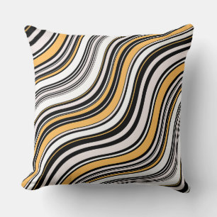 Lovely pattern ink art Abstract yellow and black Cushion