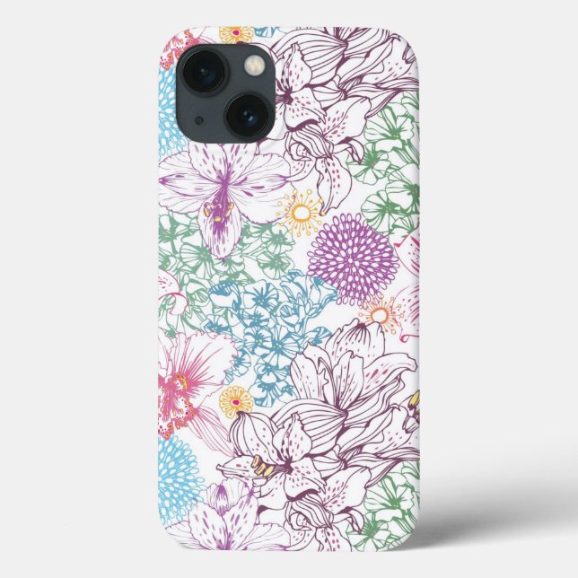 Lovely pattern with colourful flowers Case-Mate iPhone case (Back)
