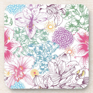 Lovely pattern with colourful flowers coaster