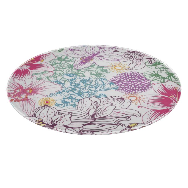 Lovely pattern with colourful flowers cutting board (Corner)