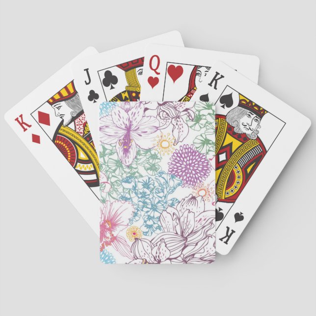 Lovely pattern with colourful flowers playing cards (Back)