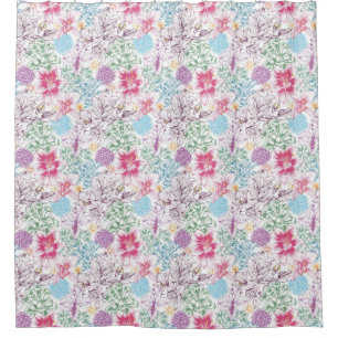 Lovely pattern with colourful flowers shower curtain
