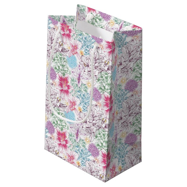 Lovely pattern with colourful flowers small gift bag (Back Angled)