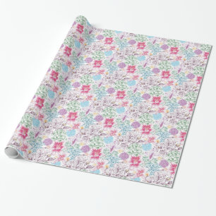 Lovely pattern with colourful flowers wrapping paper