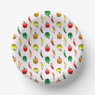 Lovely pattern with peppers and long sweet peppe paper plate
