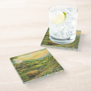LOVELY PEACEFUL IRISH COUNTRYSIDE SCENE GLASS COASTER