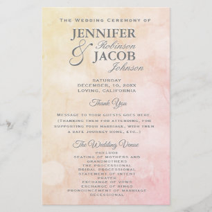 Lovely Peach Wedding Program