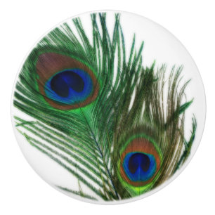 Lovely Peacock Feather Ceramic Knob