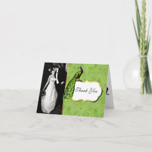 Lovely Peacock Wedding Photo Thank You Card