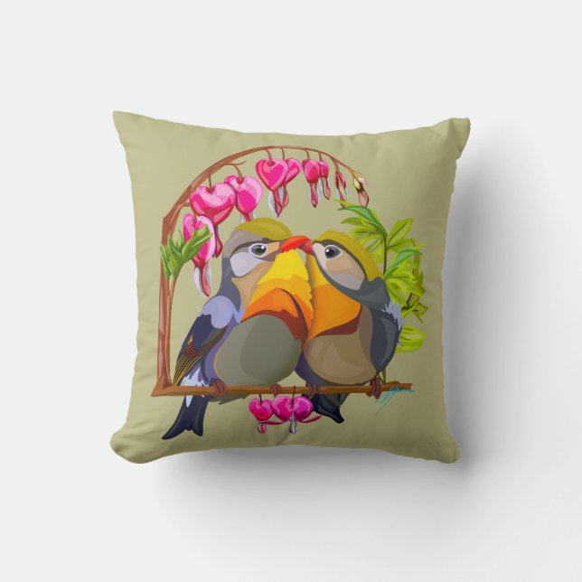 Lovely Pekin Robin Bird Pair Cushion (Front)