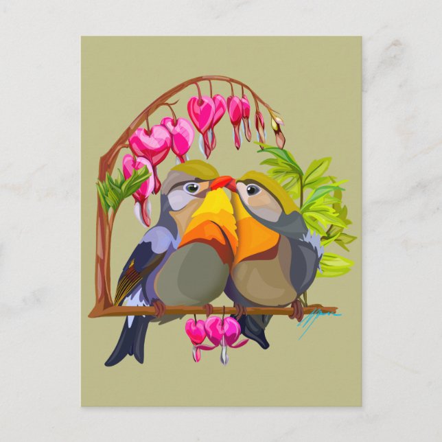 Lovely Pekin Robin Bird Pair Postcard (Front)