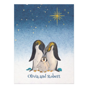 Lovely Penguin Family Watercolor Photo Print