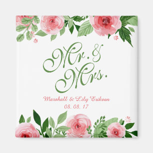 Lovely Personalised Floral Wedding   Magnet