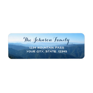 Lovely Personalised Template with blue Mountains Return Address Label