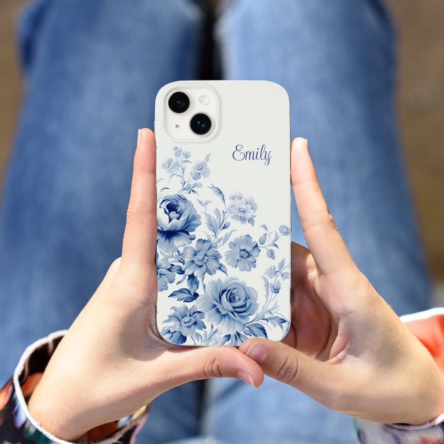 Lovely Personalised Watercolor Blue Roses  Case-Mate iPhone Case (Creator Uploaded)