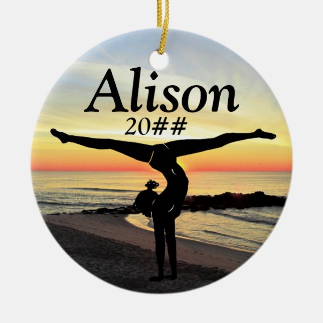LOVELY PERSONALIZED AND DATED GYMNAST ORNAMENT (Front)