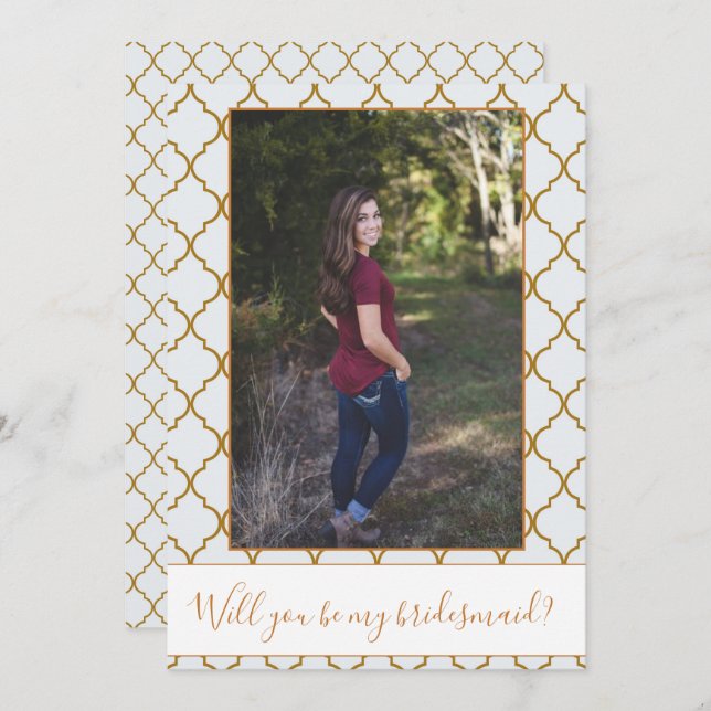 Lovely Photo Bridesmaid Proposal adjustable border Invitation (Front/Back)