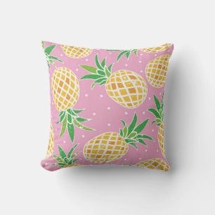 Lovely pineapple on grunge pink polka dots backgro cushion