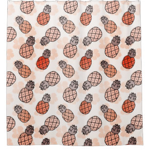 Lovely Pineapples Orange Coloured Shower Curtain