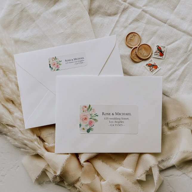 lovely pink blush blooms address label return address label (Creator Uploaded)