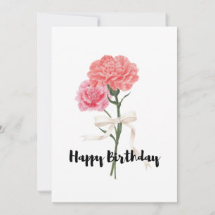 Lovely Pink Carnations Bouquet Birthday Card