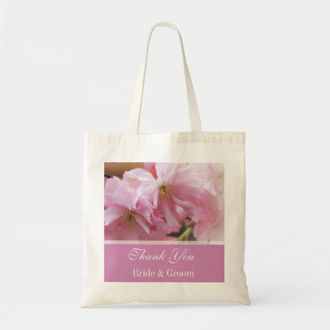Lovely pink cherry blossom  spring wedding favour tote bag (Front)