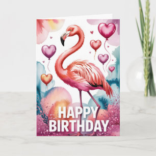 Lovely Pink Flamingo Birthday Card