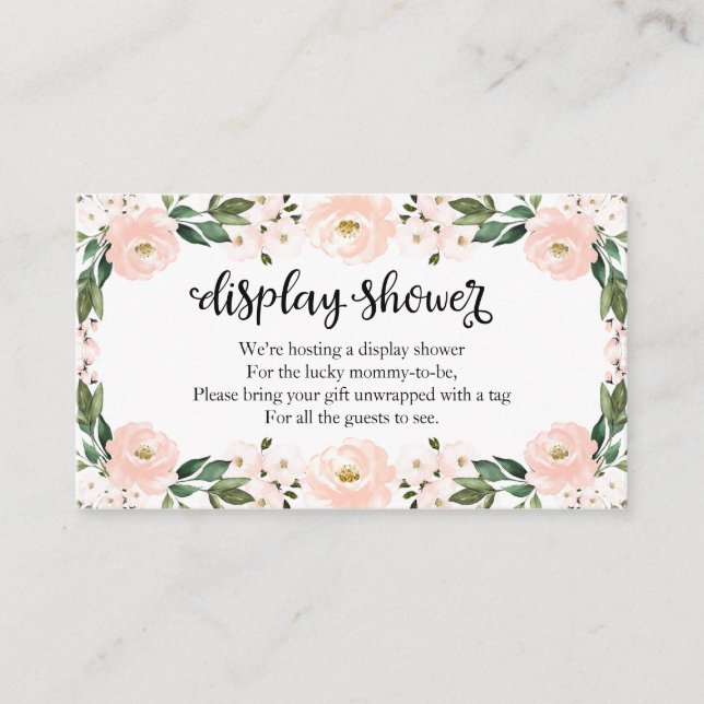 Lovely Pink Floral Baby Shower Display Shower Encl Enclosure Card (Front)